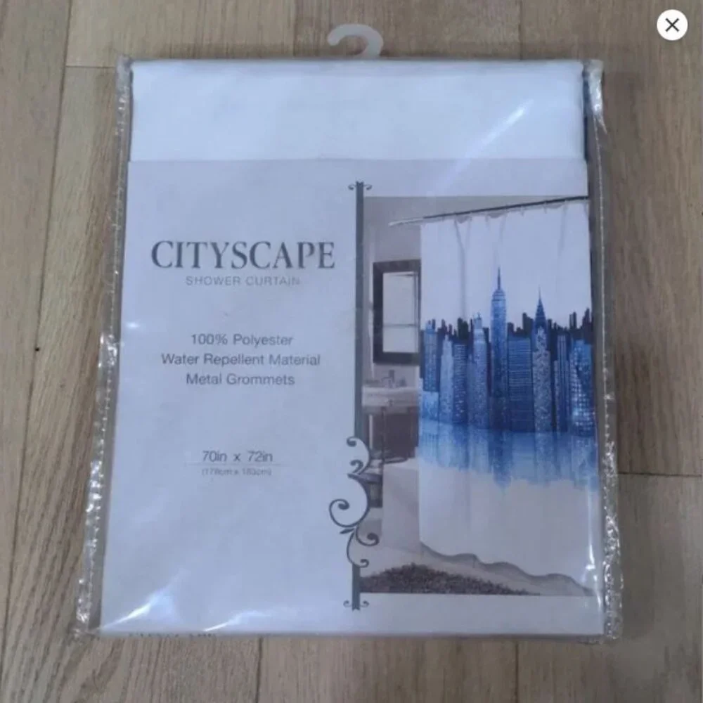 Cityscape shower curtain brand new and packaging metal grommets skyline washable